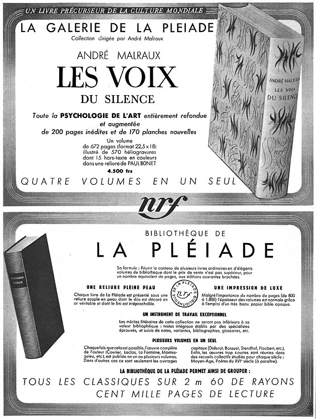 Publicité Gallimard 1951