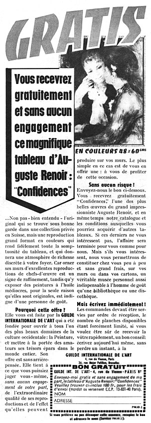 Publicité Guilde Art 1956