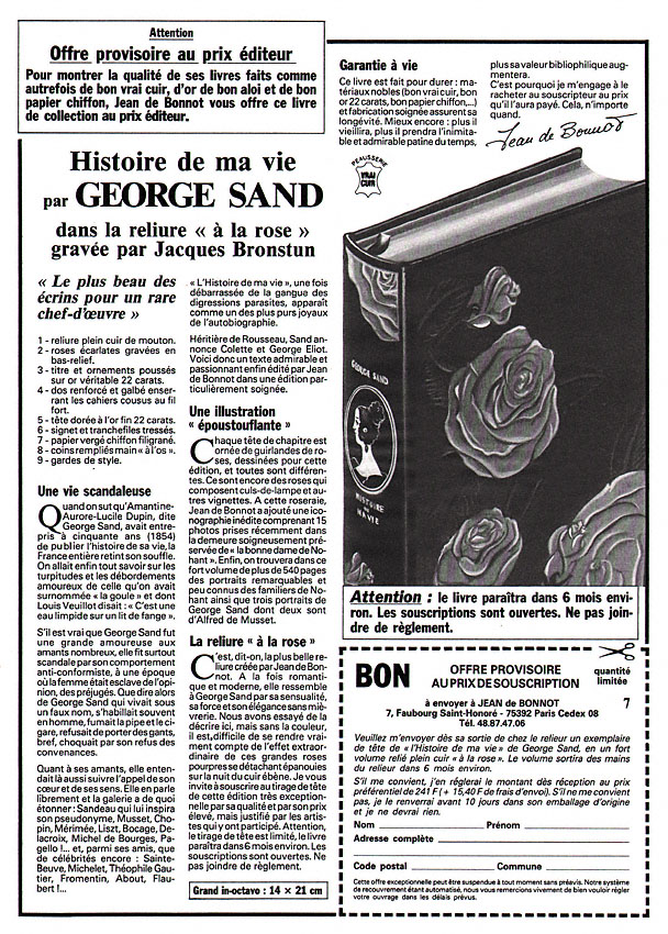 Publicité Jean de Bonnot 1991