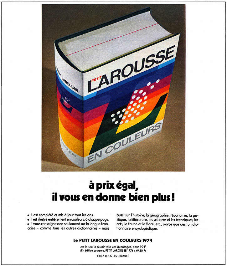 Publicité Larousse 1973