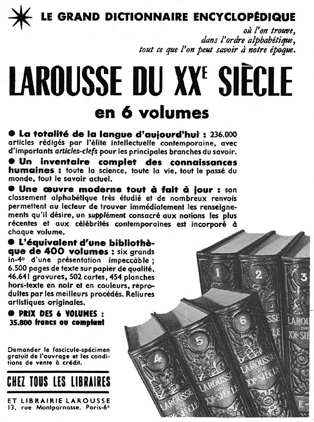 Publicité Larousse 1951