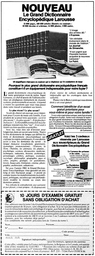 Publicité Larousse 1983