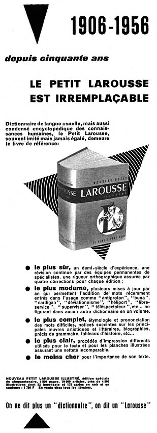 Publicité Larousse 1956