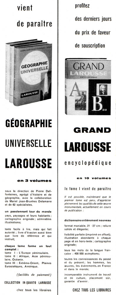 Publicité Larousse 1960
