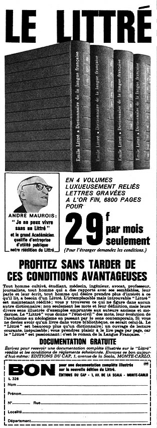 Publicité Littr 1964