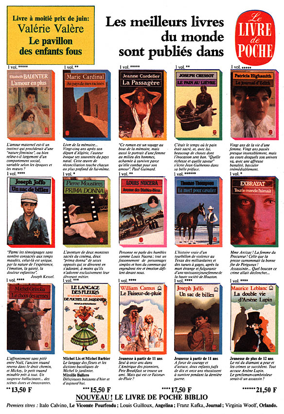 Publicité Livre Poche 1982