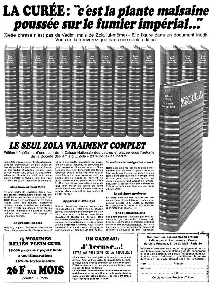 Publicit� ZxDivers Clubs Livres 1967
