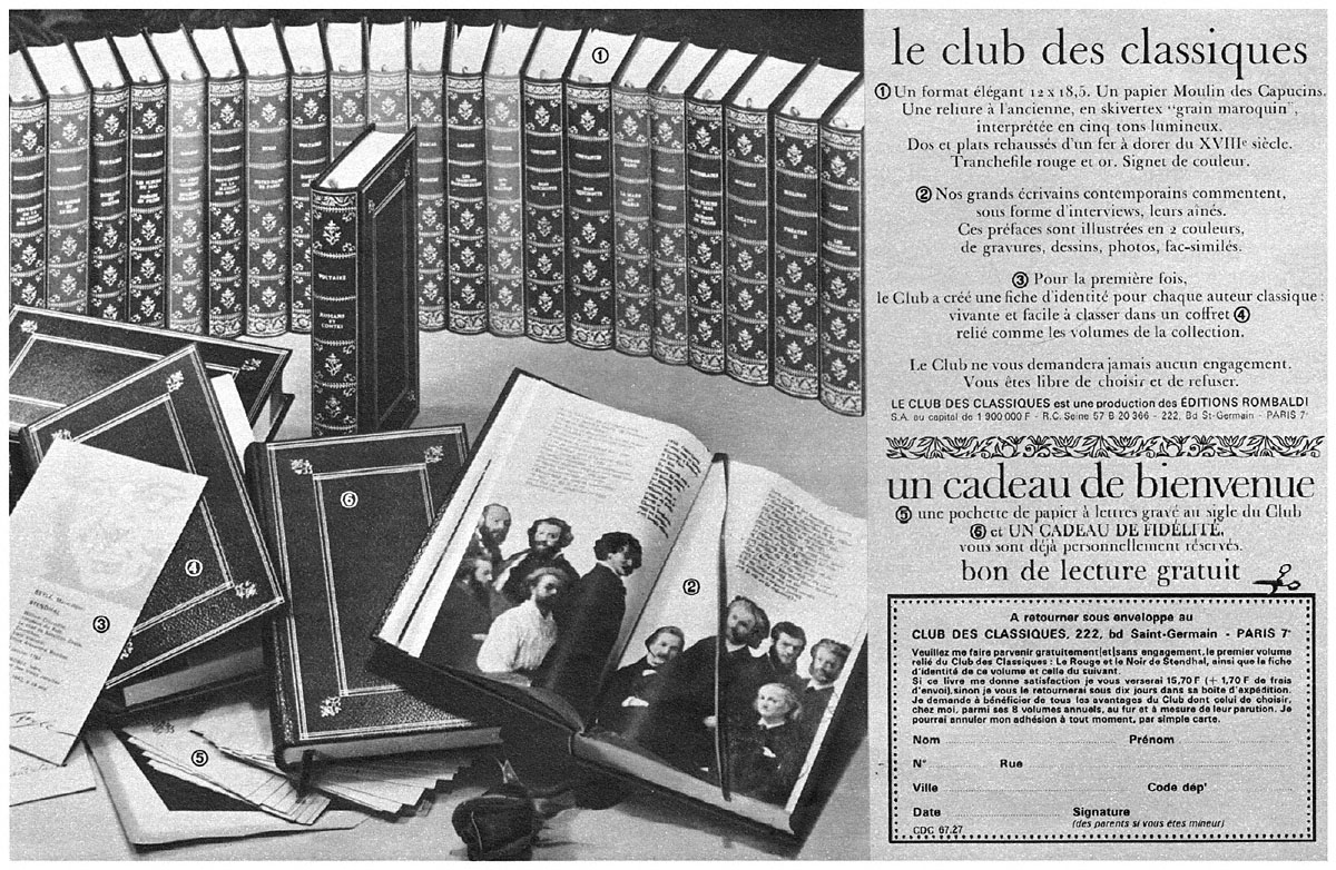 Publicit� ZxDivers Clubs Livres 1967