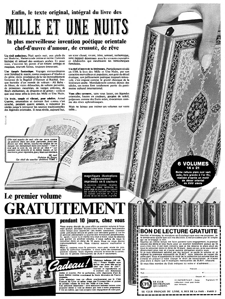 Publicit� ZxDivers Clubs Livres 1968