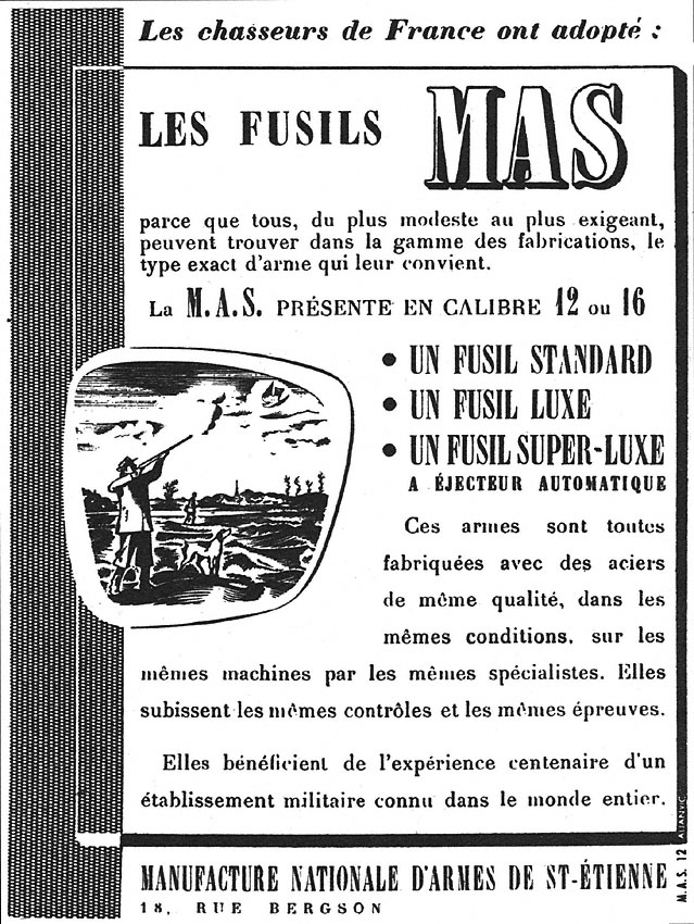 Publicité Chasse 1950