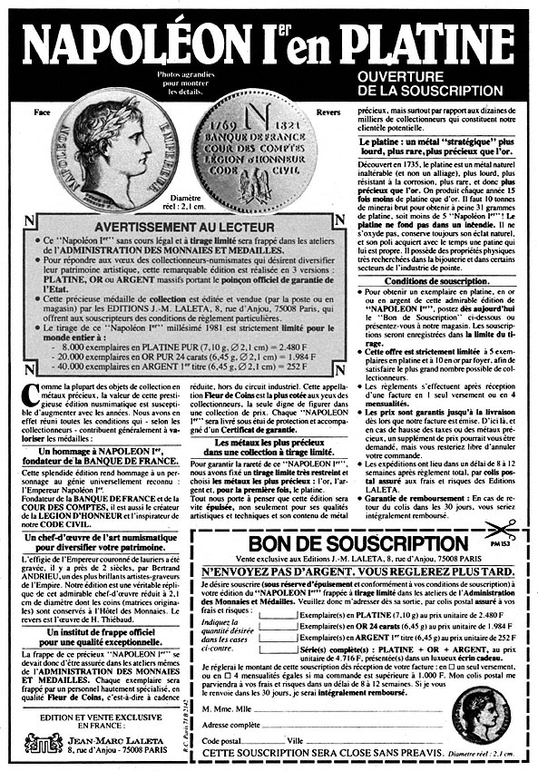 Publicité Collections 1981