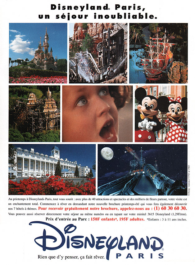 Publicité Disneyland 1996