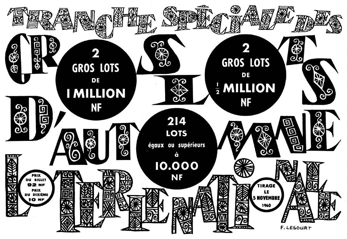 Publicité Loterie Nationale 1960
