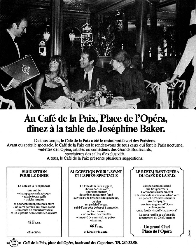 Publicité Restaurants 1980