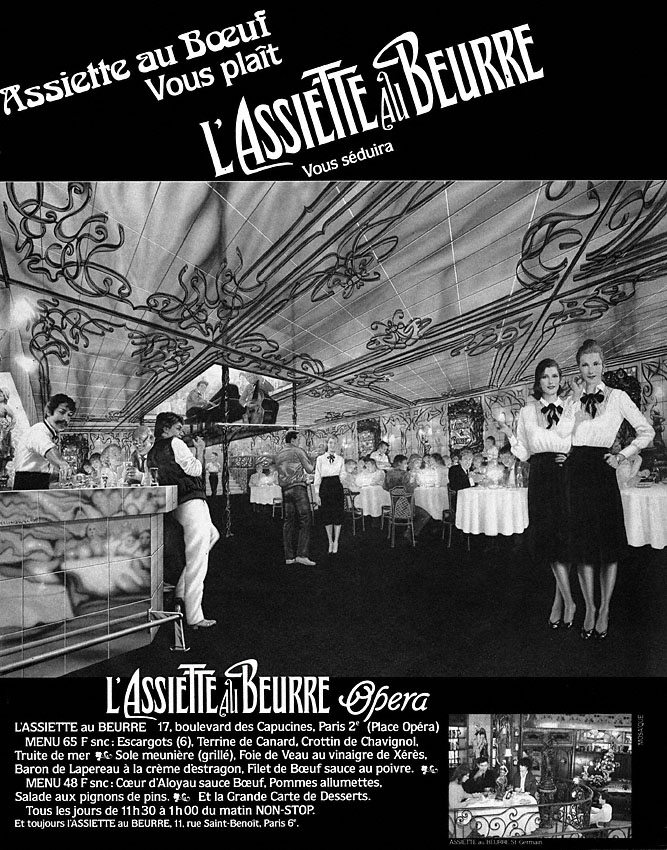 Publicité Restaurants 1985