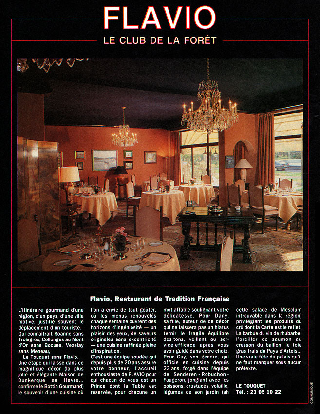 Publicité Restaurants 1990