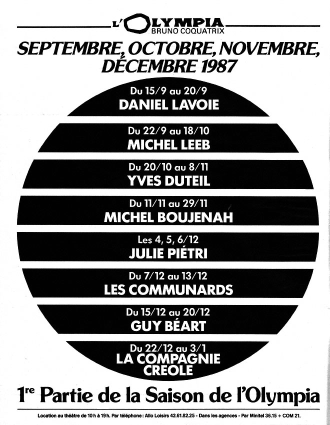 Publicité Spectacles 1987