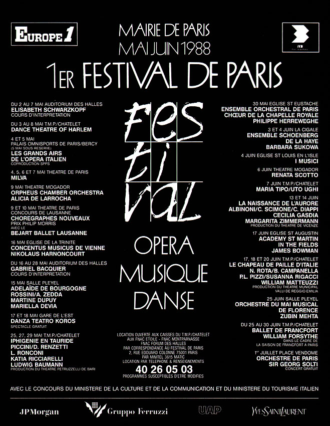 Publicité Spectacles 1988