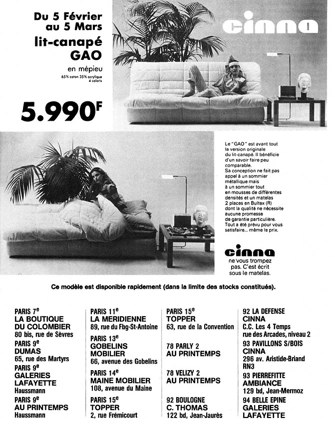 Publicité Cinna 1983