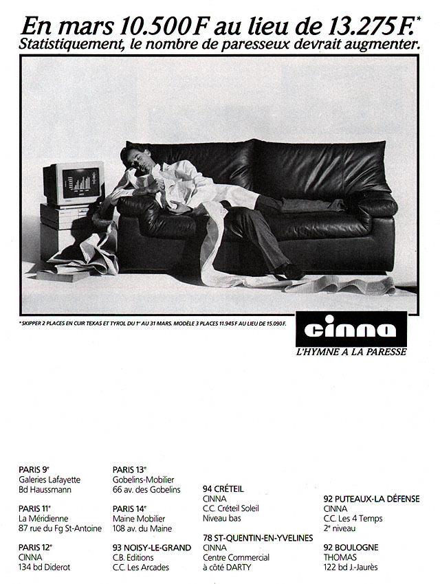 Publicité Cinna 1988