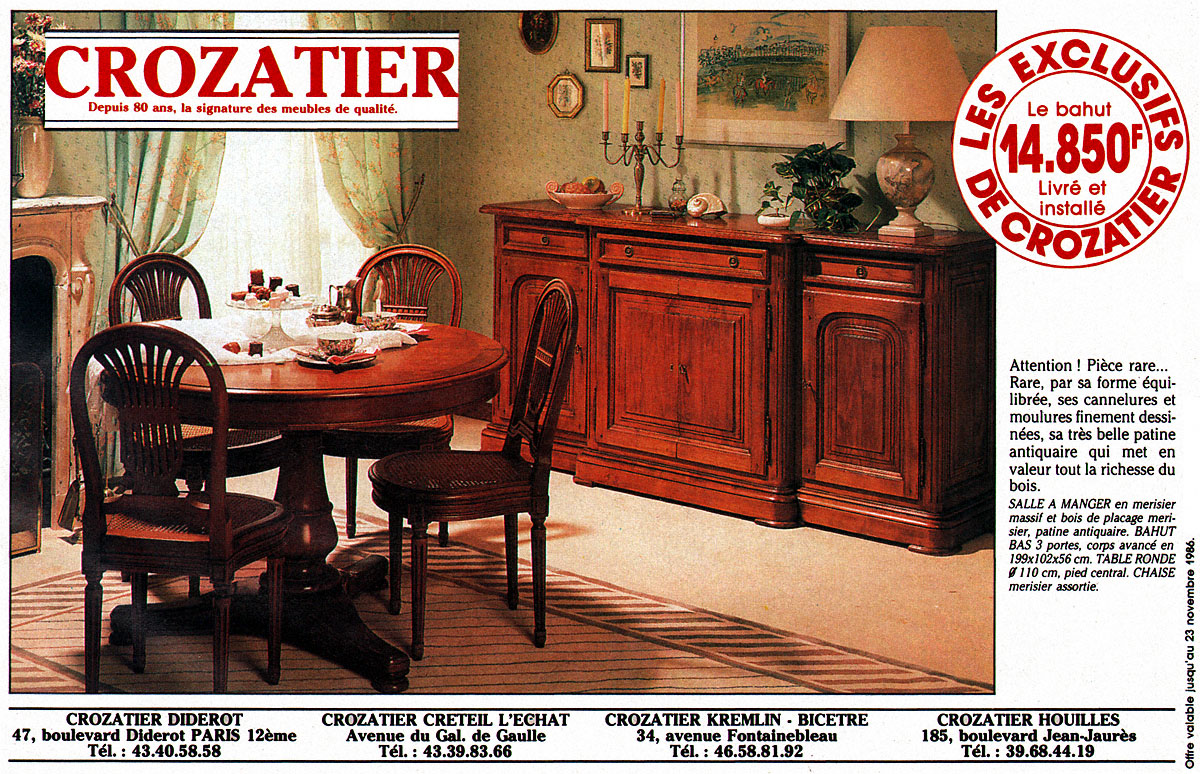 Publicité Crozatier 1986