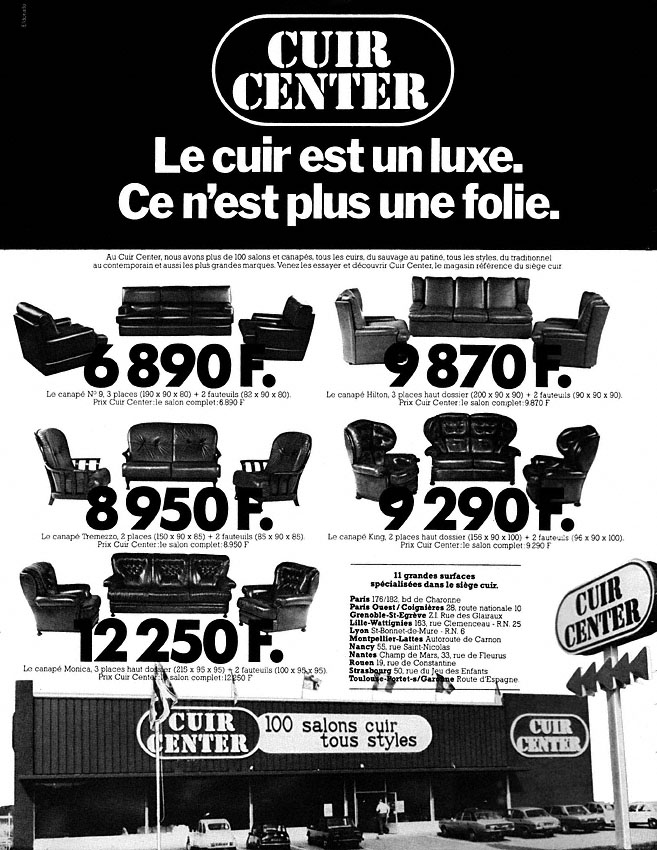 Publicité Cuir Center 1979