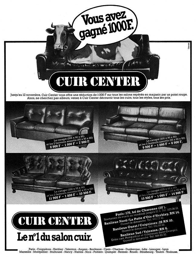 Publicité Cuir Center 1980
