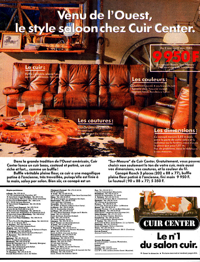 Publicité Cuir Center 1983