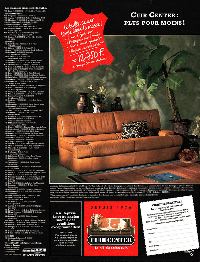 Publicité Cuir Center 1994