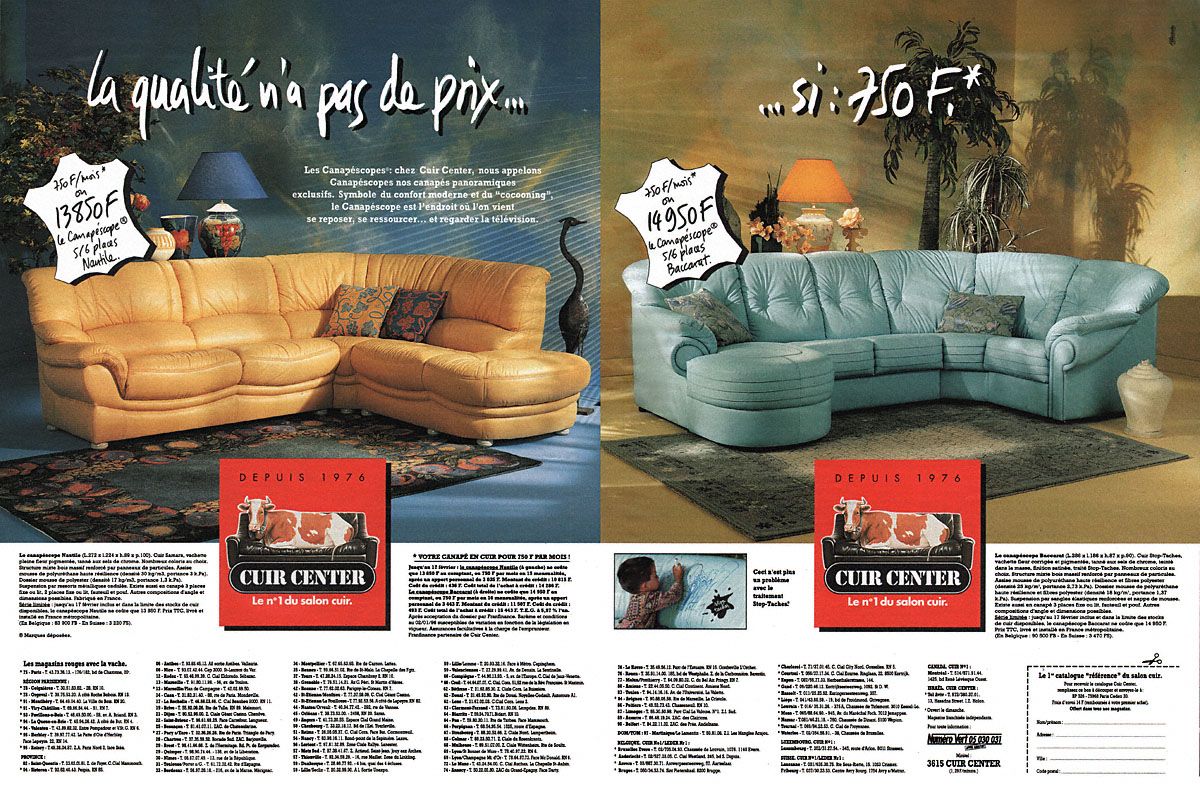 Publicité Cuir Center 1996
