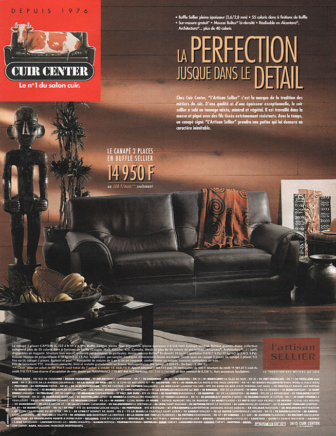 Publicité Cuir Center 2000
