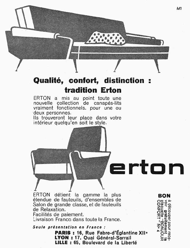 Publicité Erton 1960