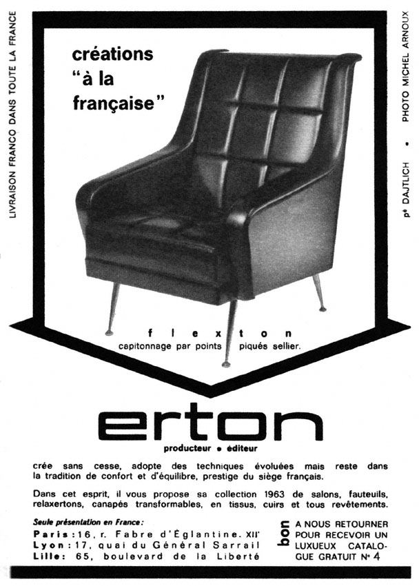 Publicité Erton 1962