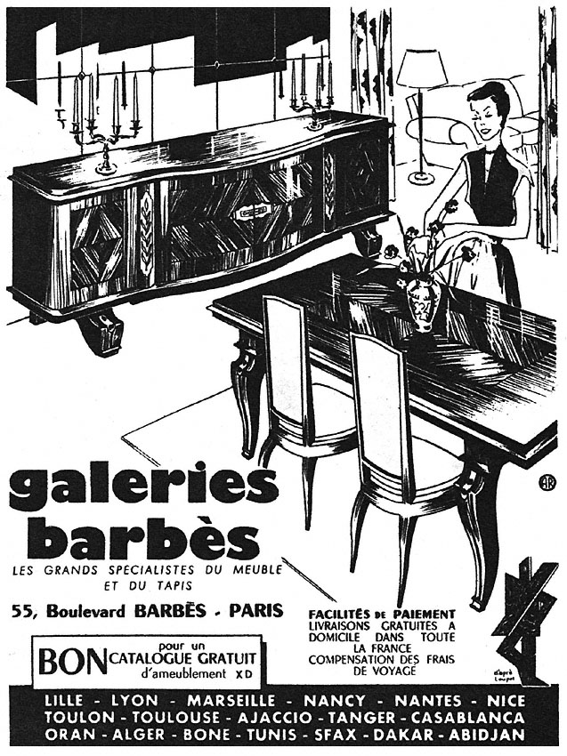 Publicité Galeries Barbs 1952