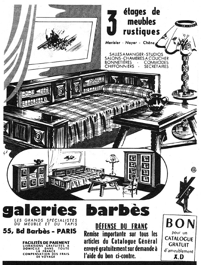 Publicité Galeries Barbs 1952