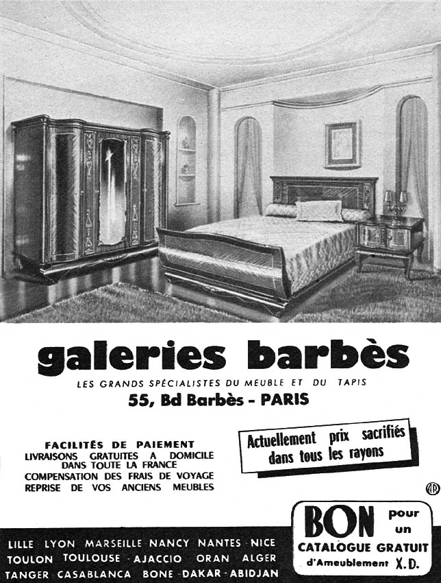 Publicité Galeries Barbs 1952