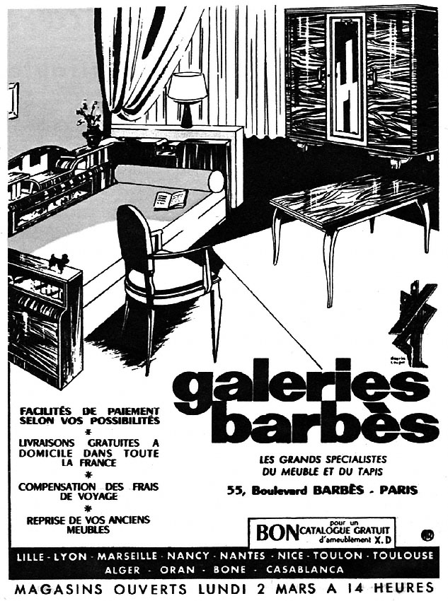 Publicité Galeries Barbs 1953