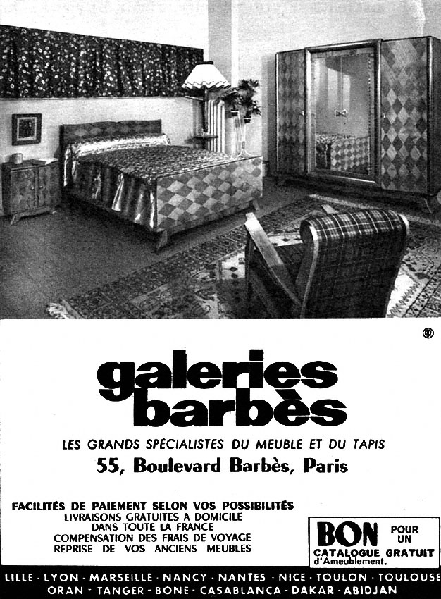 Publicité Galeries Barbs 1953