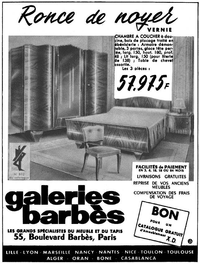 Publicité Galeries Barbs 1953