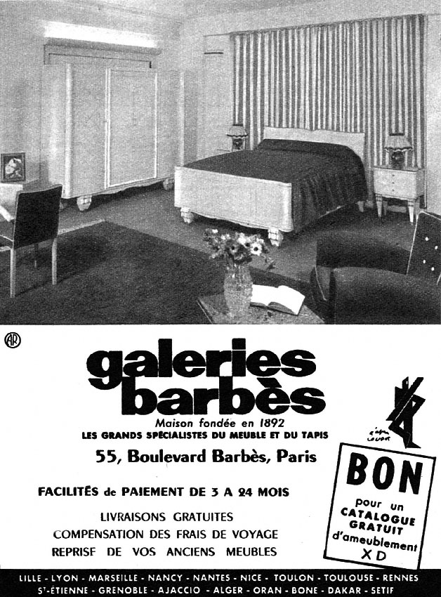 Publicité Galeries Barbs 1954