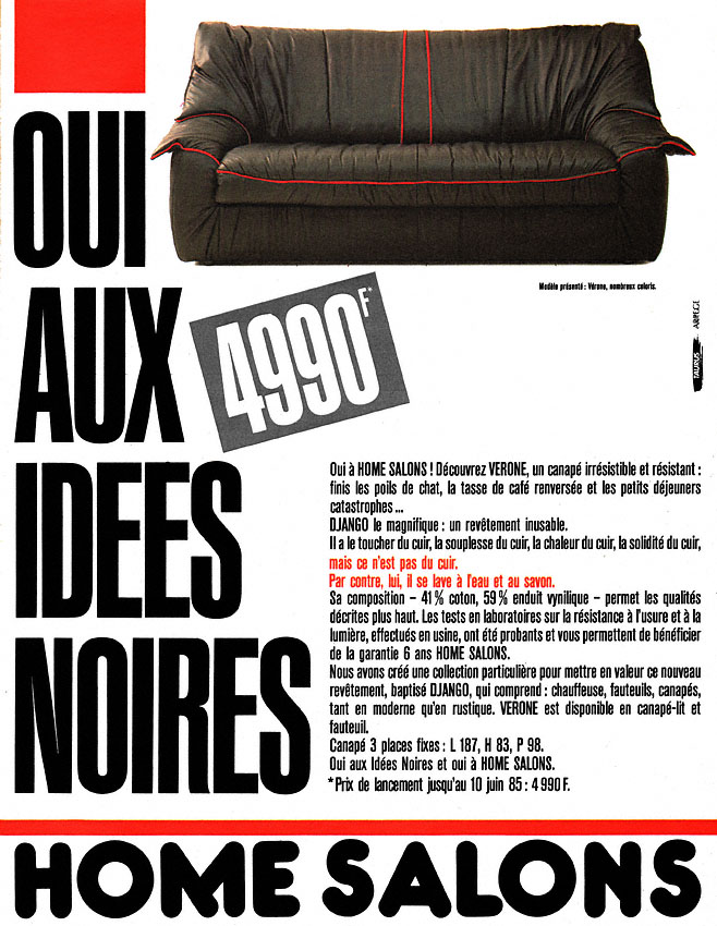 Publicité Home Salons 1985