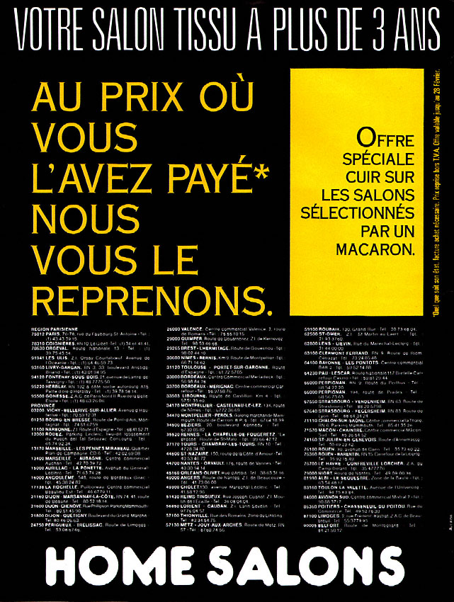 Publicité Home Salons 1987