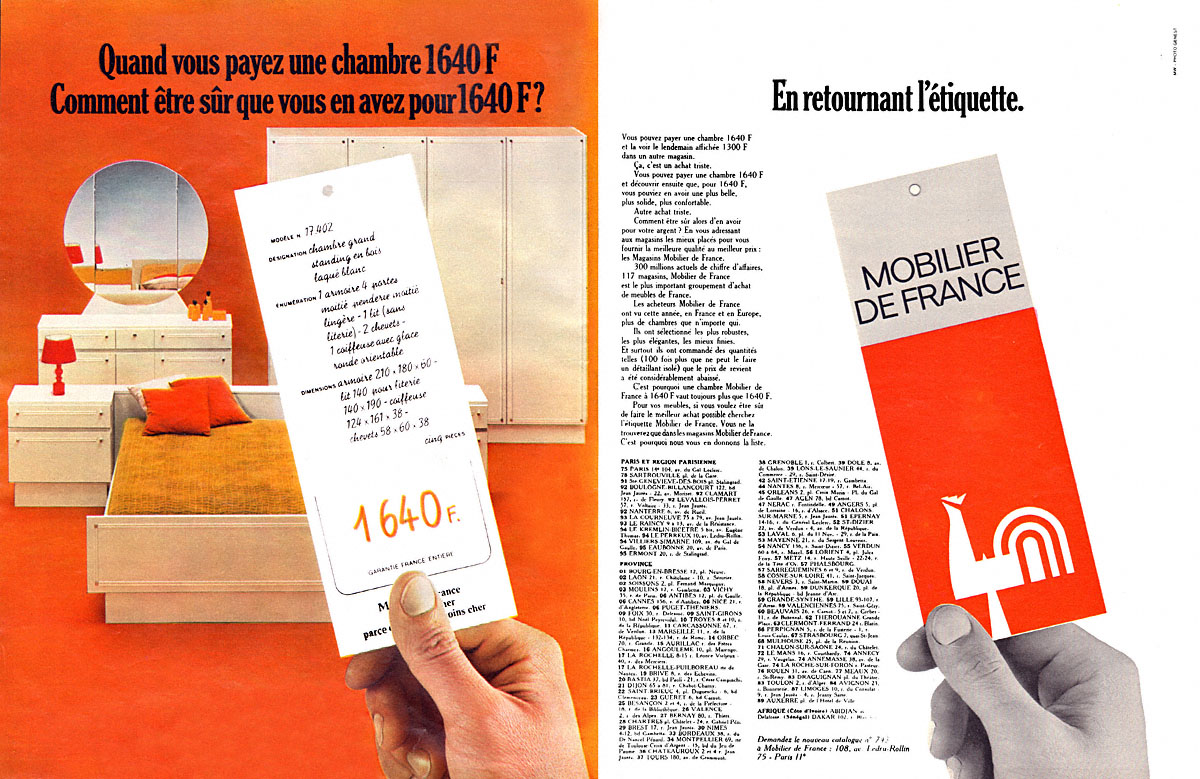 Publicit� Mobilier de France 1968