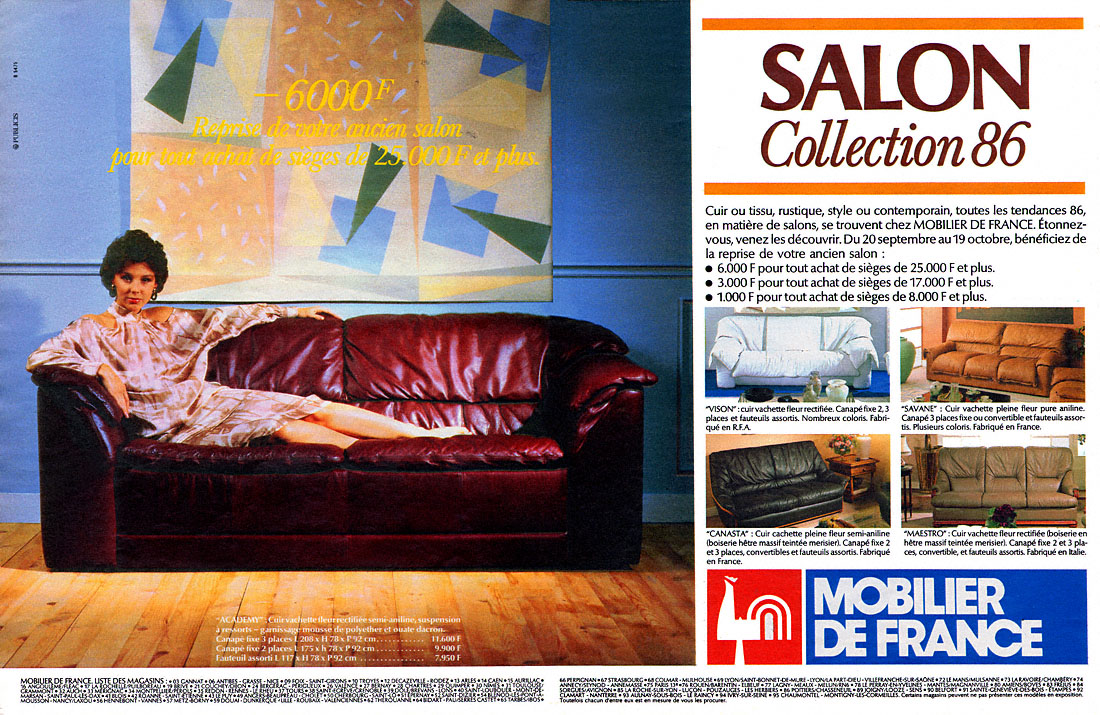 Publicité Mobilier de France 1985