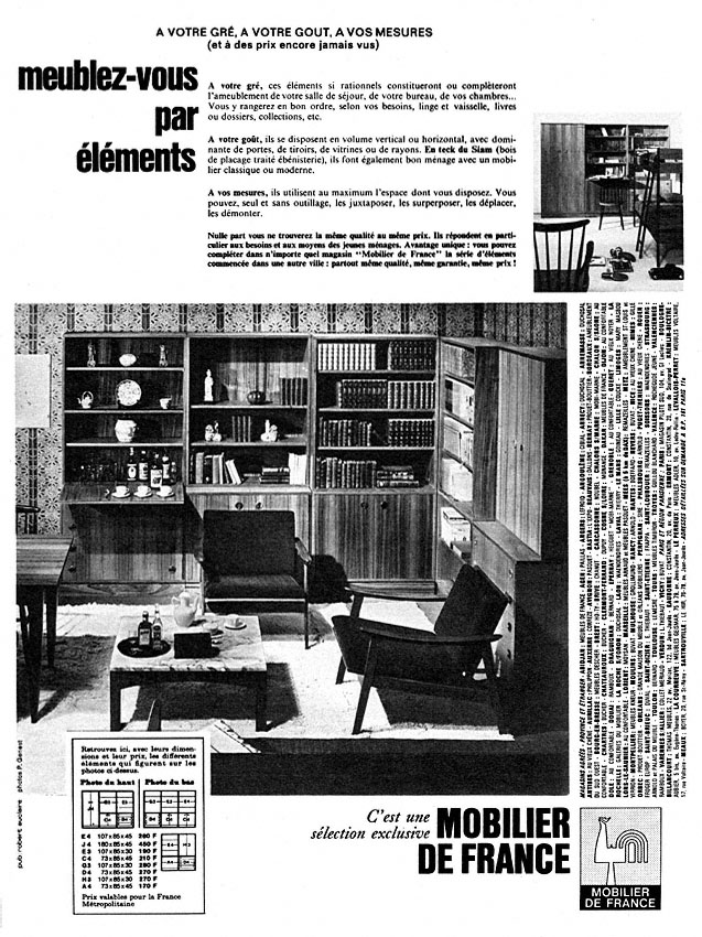 Publicité Mobilier de France 1966