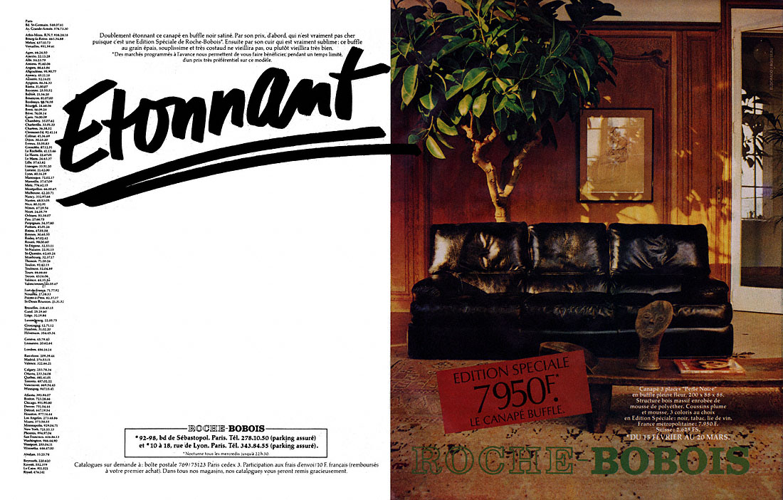 Publicité Roche & Bobois 1982