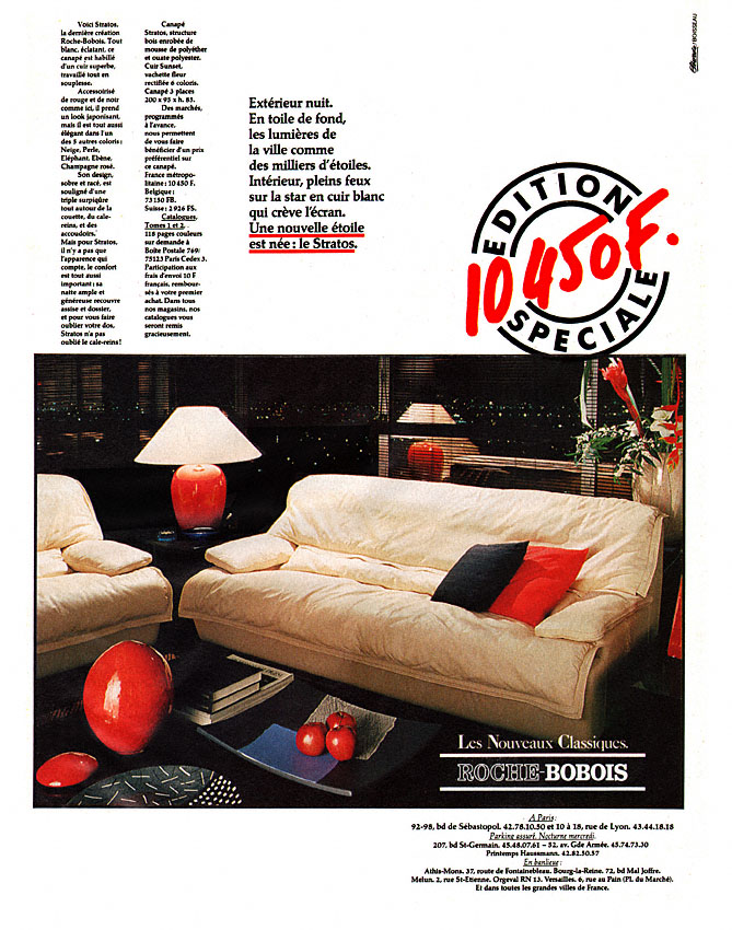 Publicité Roche & Bobois 1986