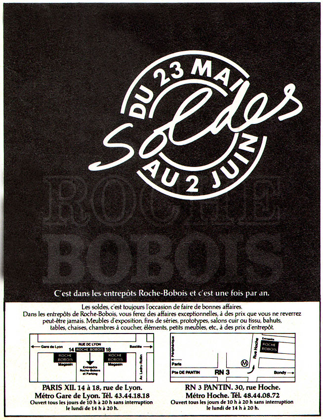 Publicité Roche & Bobois 1986