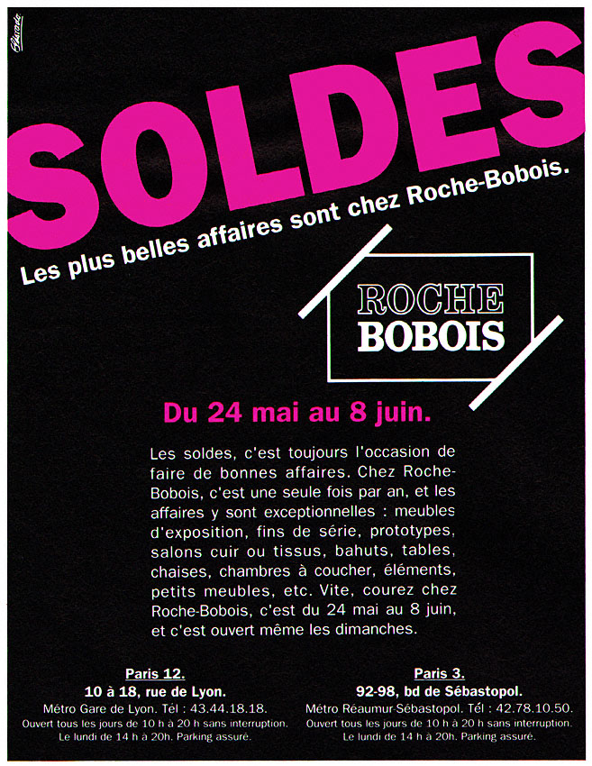 Publicité Roche & Bobois 1991