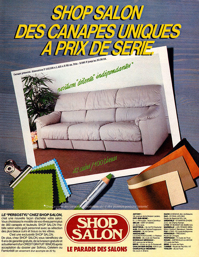 Publicité Shop Salon 1984